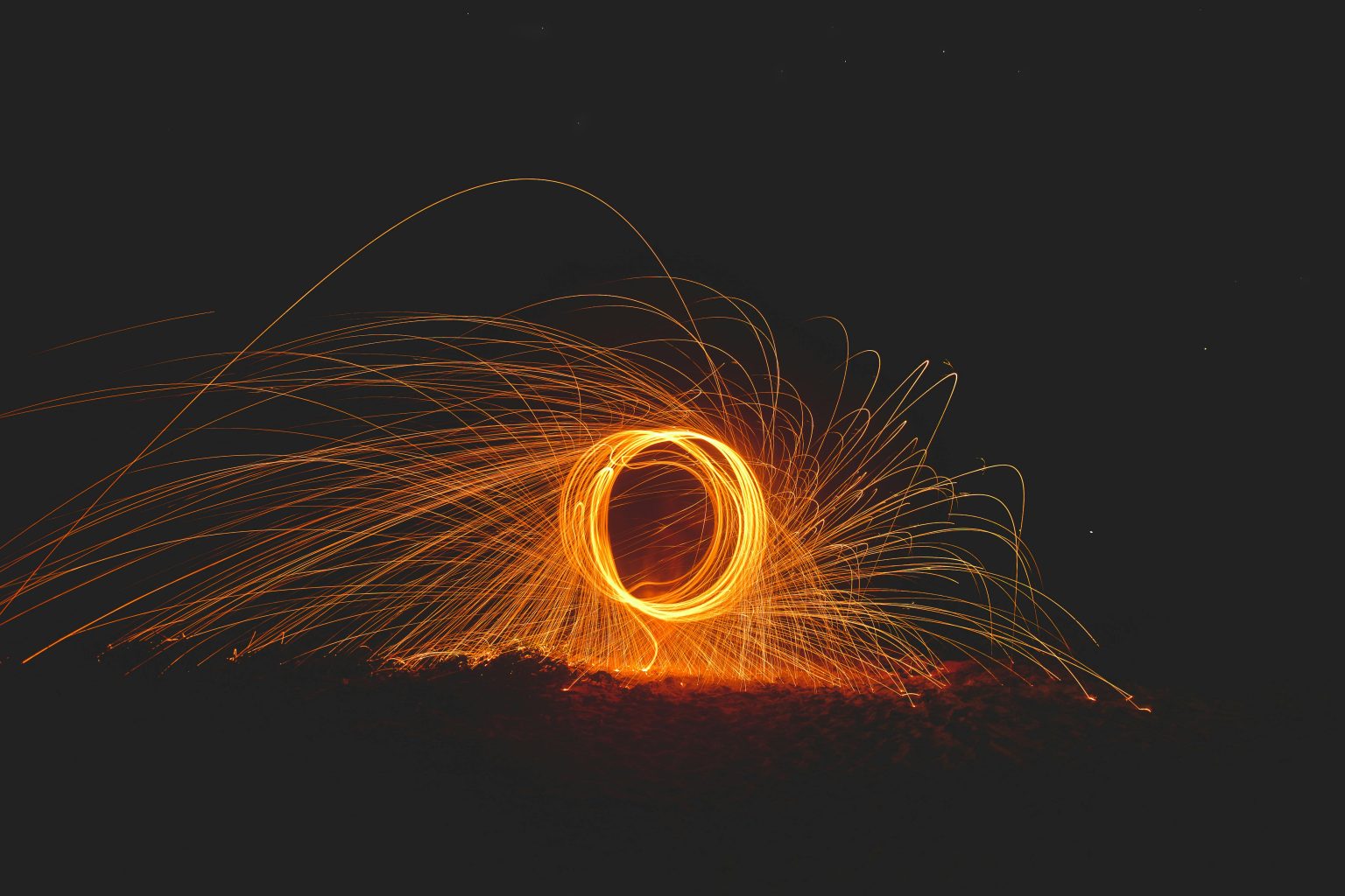 Captivating steel wool photography showcasing vibrant sparks and dynamic energy at night.